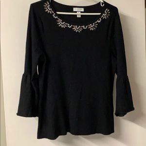 Woman’s Black Long Bell Sleeve Sweater